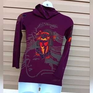 Vintage Ed Hardy  2000s Purple Graphic Hoodie Top Size S
